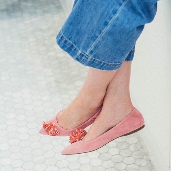 J.CREW NWT Pink Lottie Tassel Flats SUEDE LEATHER - Picture 3 of 9